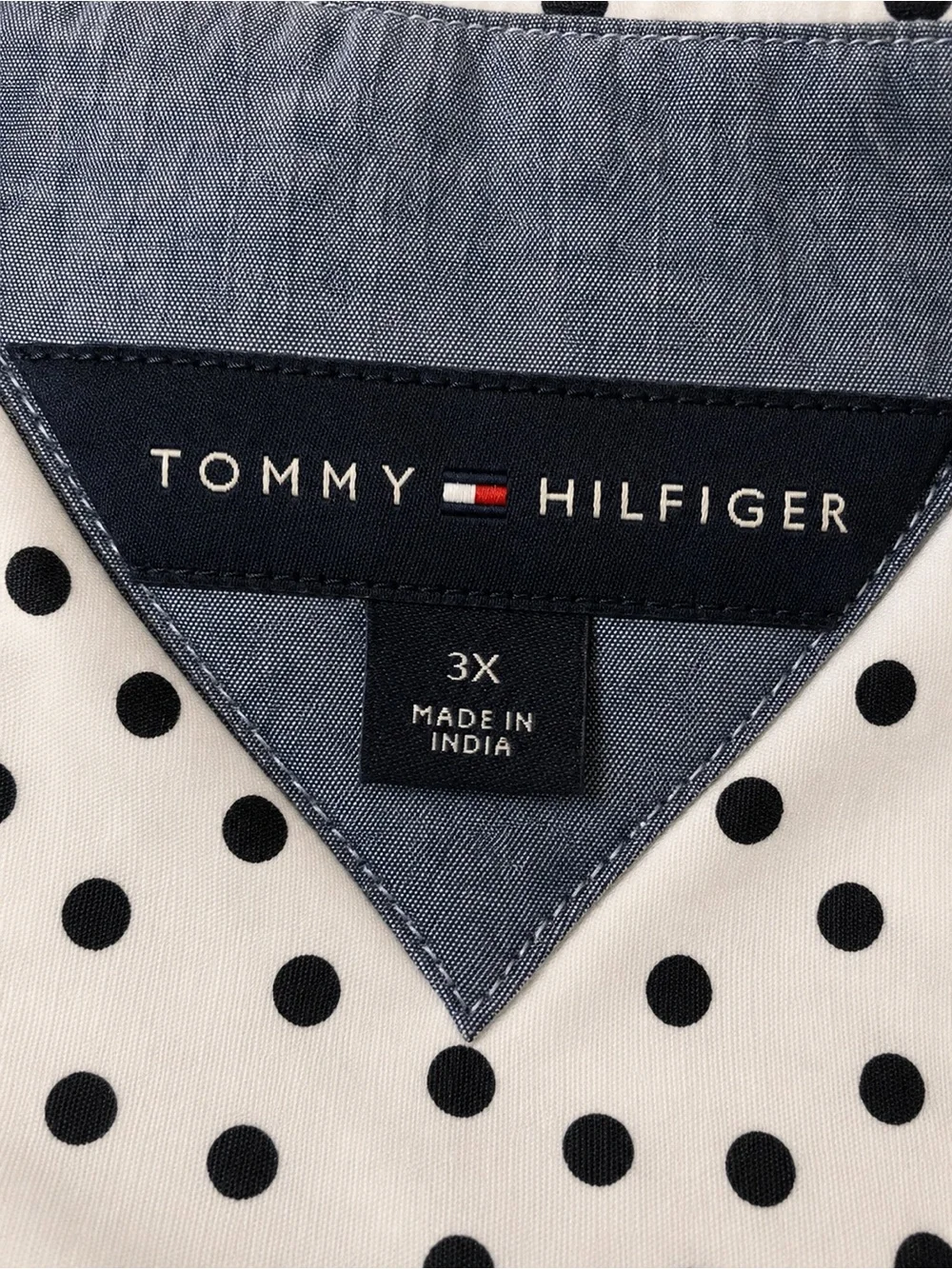 Tommy Hilfiger 3X Polka Dot Half Zip Cotton Tunic Top